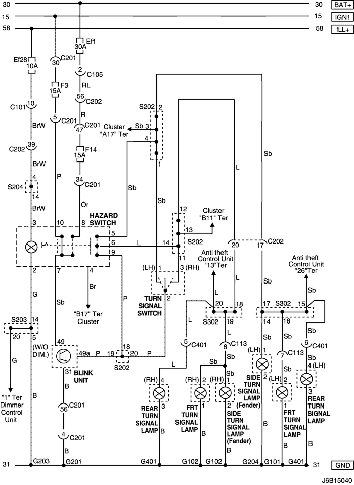Схема указателя поворота и аварийной сигнализации Лачетти хэтчбек