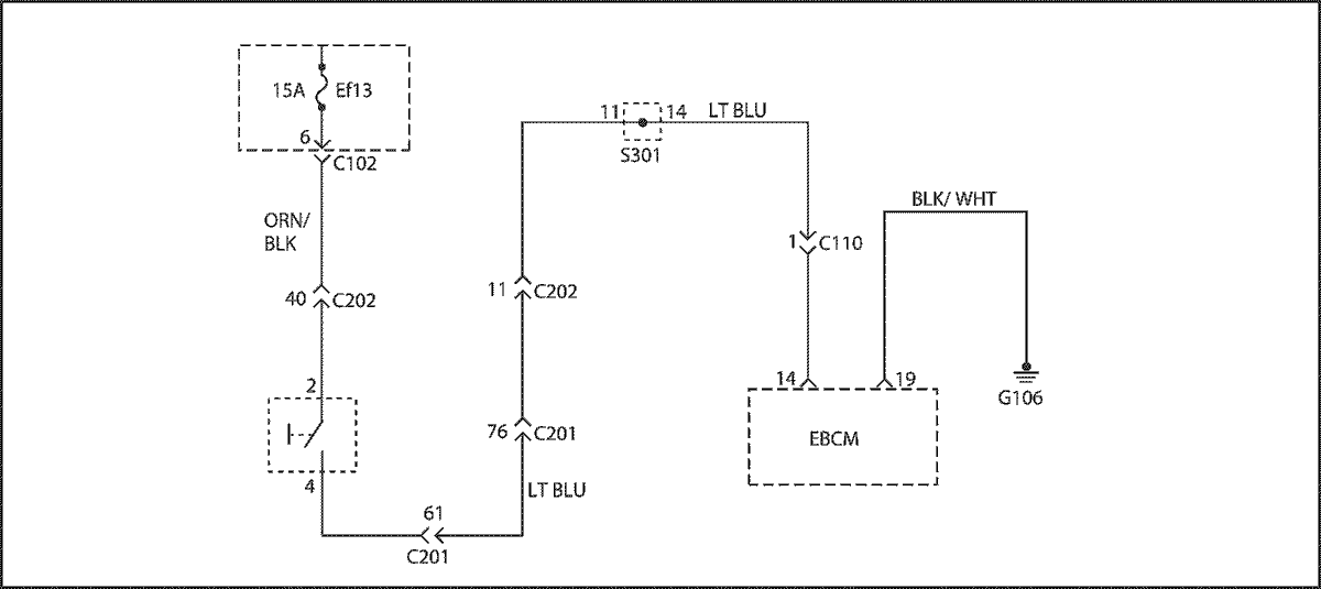 Схема цепи выключателя тормоза АБС Лачетти