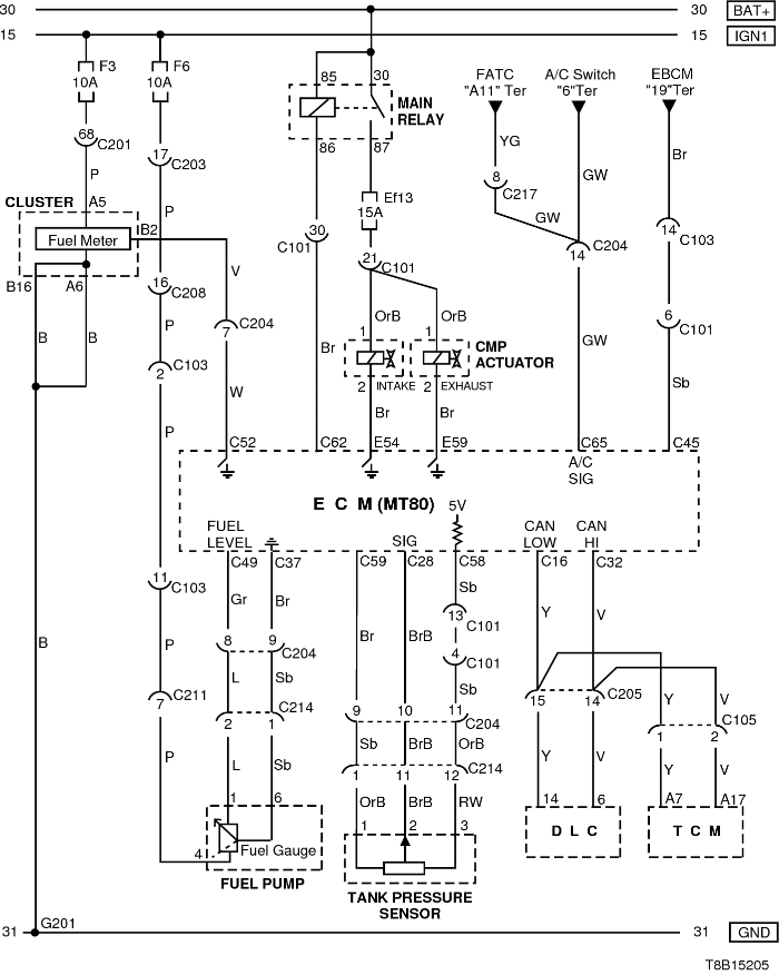 Схема цепей ЭБУ MT80 Шевроле Авео