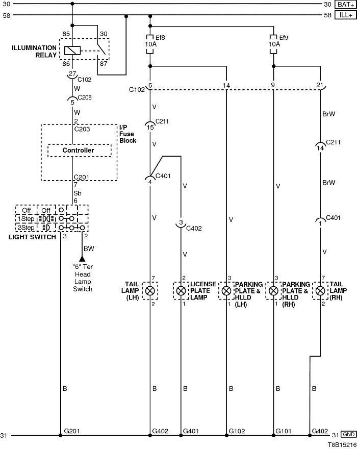 Схема подсветки Chevrolet Aveo