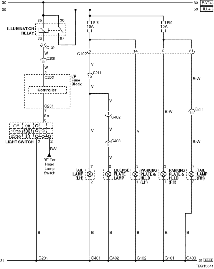 Схема подсветки Chevrolet Aveo
