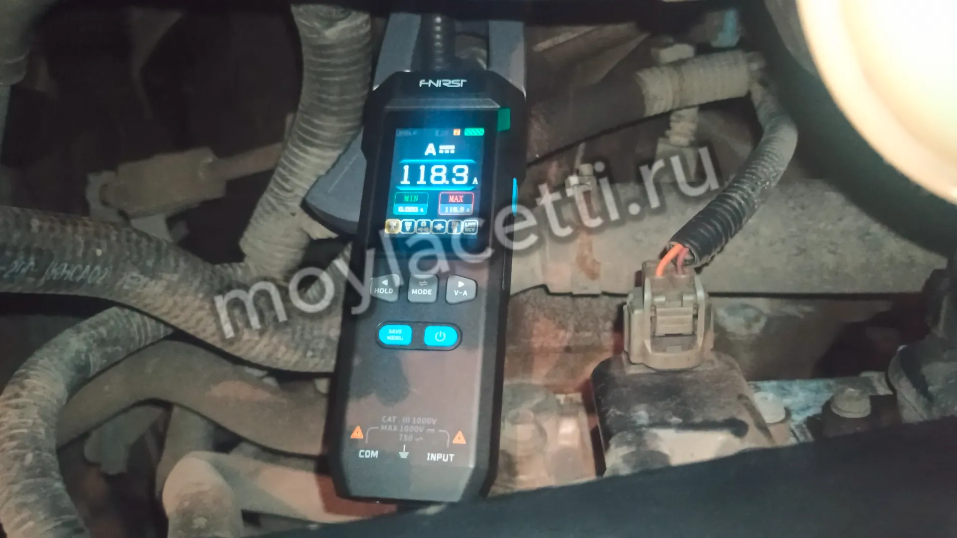 Показания токовых клещей при замере тока стартера на бензиновом моторе 1.6